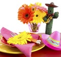 Cinco de Mayo bright colorful party table place setting Royalty Free Stock Photo