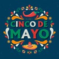 Cinco de Mayo card of festive mexican party quote