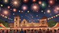 Cinco De Mayo Celebration With Fireworks And Lights. Generative AI Royalty Free Stock Photo