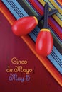 Cinco de Mayo concept with maracas on Mexican style fabric