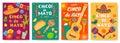 Cinco de mayo festival posters, mexican holiday celebration flyer. Mexico fiesta party invitations with sombrero, guitar