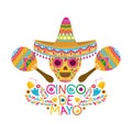 Cinco de mayo label skull isolated icon