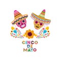 Cinco de mayo label skull isolated icon