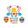 Cinco de mayo label skull isolated icon