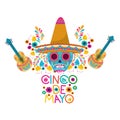 Cinco de mayo label skull isolated icon