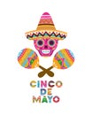 Cinco de mayo label skull isolated icon