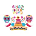 Cinco de mayo label skull isolated icon