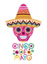 Cinco de mayo label skull isolated icon