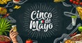 Cinco de Mayo lettering and mexican traditional food