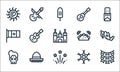 cinco de mayo line icons. linear set. quality vector line set such as garland, fireworks, skull, pi?ata, mexican hat, mexican flag
