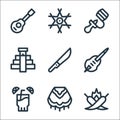 Cinco de mayo line icons. linear set. quality vector line set such as chili pepper, poncho, tequila, toloche, machete, chichen