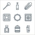 cinco de mayo line icons. linear set. quality vector line set such as chili pepper, water bottle, tequila, pierced, jarocho,