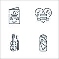 Cinco de mayo line icons. linear set. quality vector line set such as fajitas, violin, heart