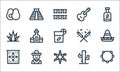 cinco de mayo line icons. linear set. quality vector line set such as jarocho, pi?ata, pennant, cactus, mexican, agave, sparkler,