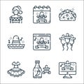 cinco de mayo line icons. linear set. quality vector line set such as website, chilli, mexican, balloons, website, mexican hat,