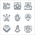 Cinco de mayo line icons. linear set. quality vector line set such as website, mexican woman, poncho, mexico, avocado, cinco de