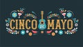 Cinco de Mayo - May 5, federal holiday in Mexico. Fiesta banner and poster design with flags