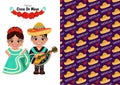 Cinco de Mayo in May 5 federal holiday in Mexico with kids in Mexican outfits and Mexican background card vector Royalty Free Stock Photo