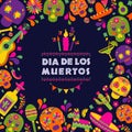 Dias de los Muertos typography banner vector. In English Feast of death.Mexico design for fiesta cards or party