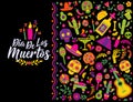 Dias de los Muertos typography banner vector. In English Translate - Feast of death. Mexico design for fiesta cards or