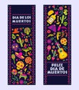 Dias de los Muertos typography banners vector. Mexico design for fiesta cards or party invitation, poster. Flowers
