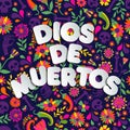 Dias de los Muertos typography banner vector. In English- Feast of death. Mexico design for fiesta cards or party