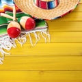 Cinco de mayo mexican sombrero background border square format Royalty Free Stock Photo