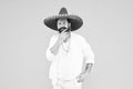 Cinco de Mayo. Mexican Day of the Dead. 5th of May. Let have fun. celebrating fiesta. happy man in mexican sombrero hat Royalty Free Stock Photo