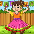 Cinco de Mayo Mexican Girl Maracas Colored Cartoon Royalty Free Stock Photo