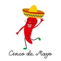 Cinco de Mayo mexican greeting card with hand drawn calligraphy lettering