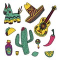 Cinco de mayo mexican illustrations set Royalty Free Stock Photo