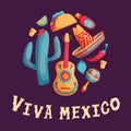 Cinco de mayo mexican illustrations set Royalty Free Stock Photo