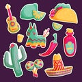 Cinco de mayo mexican illustrations set Royalty Free Stock Photo