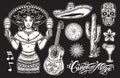 Cinco de mayo monochrome stickers