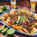 Cinco de Mayo Nacho Watercolor Image Royalty Free Stock Photo