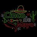 Cinco de mayo neon sign light banner Royalty Free Stock Photo