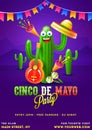 Cinco De Mayo poster template. text and details customized for fiesta party.