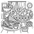 Cinco de Mayo Quesadilla Nachos Coloring Page