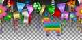 Cinco de mayo seamless banner with pinatas, streamers, pennants and balloons