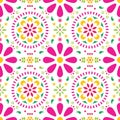 Cinco de Mayo, seamless, folk art, pattern, wrapping paper, fabric, Mexico, vector, fiesta, colorful, green, pink, on white, repet