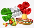 Cinco De Mayo Sign With Sombrero and Maracas Royalty Free Stock Photo