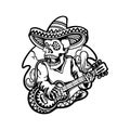 Cinco de mayo skull playing guitar character