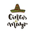 Cinco de Mayo vector icon. Mexican holiday vector lettering. Cinco de Mayo calligraphic greeting card. Vector hand drawn lettering Royalty Free Stock Photo