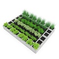 Cinder block urban garden on a white. 3D illustration