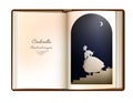 Cinderalla story idea, reading and imagination concept, vintage empty book page looks like arch window with cindarella