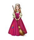 Cinderella with a broom