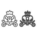 Cinderella carriage line and solid icon, fairytale concept, fairy brougham sign on white background, Chariot icon in