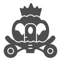 Cinderella carriage solid icon, fairytale concept, fairy brougham sign on white background, Chariot icon in glyph style