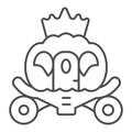 Cinderella carriage thin line icon, fairytale concept, fairy brougham sign on white background, Chariot icon in outline