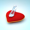 Cinderella glass slipper on the heart pillow right view
